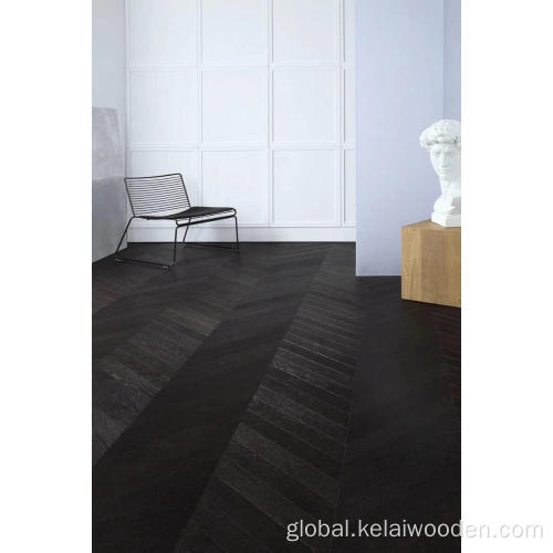 Uv Lacquered Coating Black oak fishbone Floor Factory